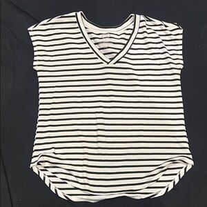 Classic Black and White Striped V-Neck Tee